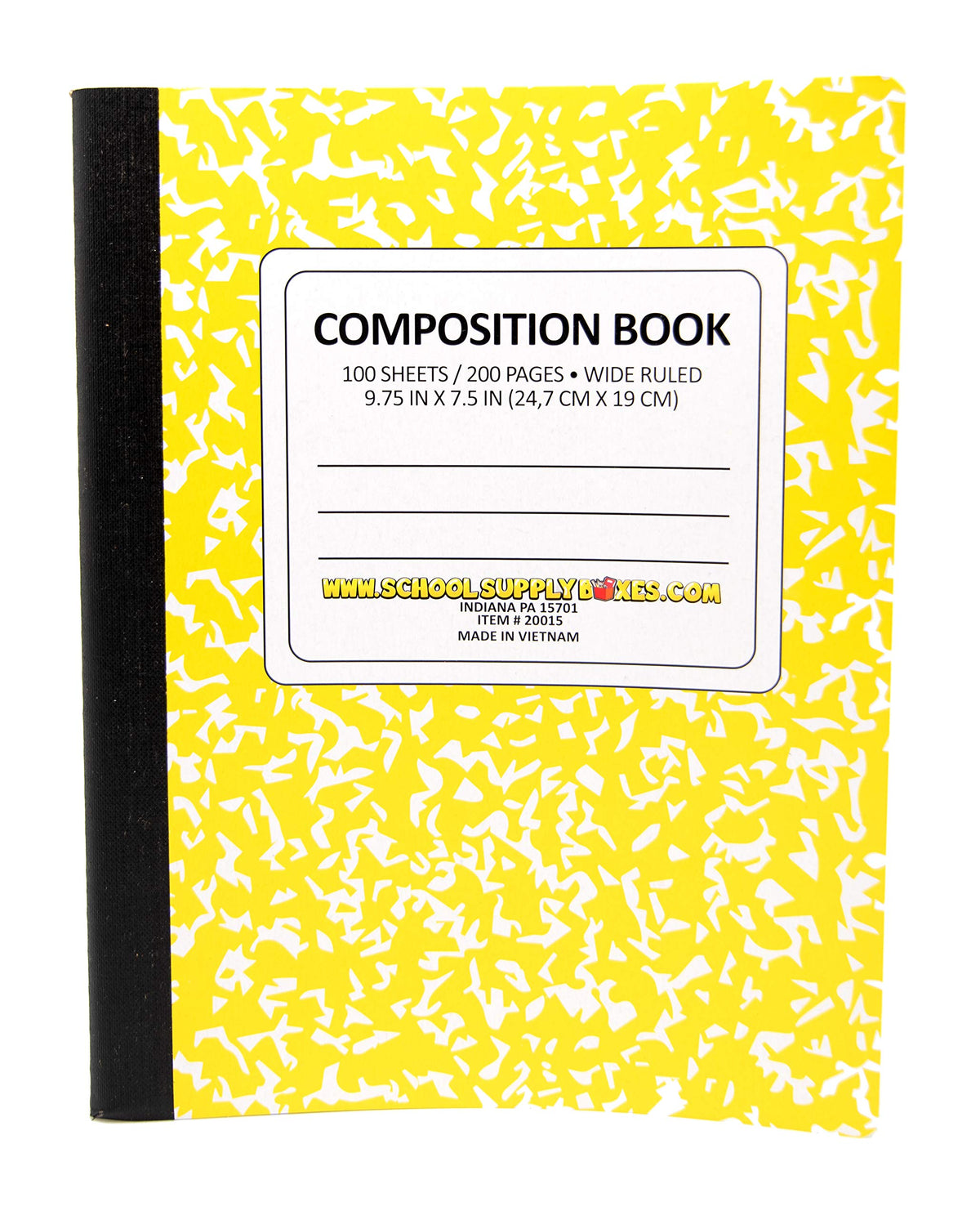 100 Sheet Composition Notebooks - School Supply Boxes - 5 Wide Ruled Writing Notebooks - 1 Black, 1 Red, 1 Green, 1 Blue, and 1 Yellow (Wide Ruled)