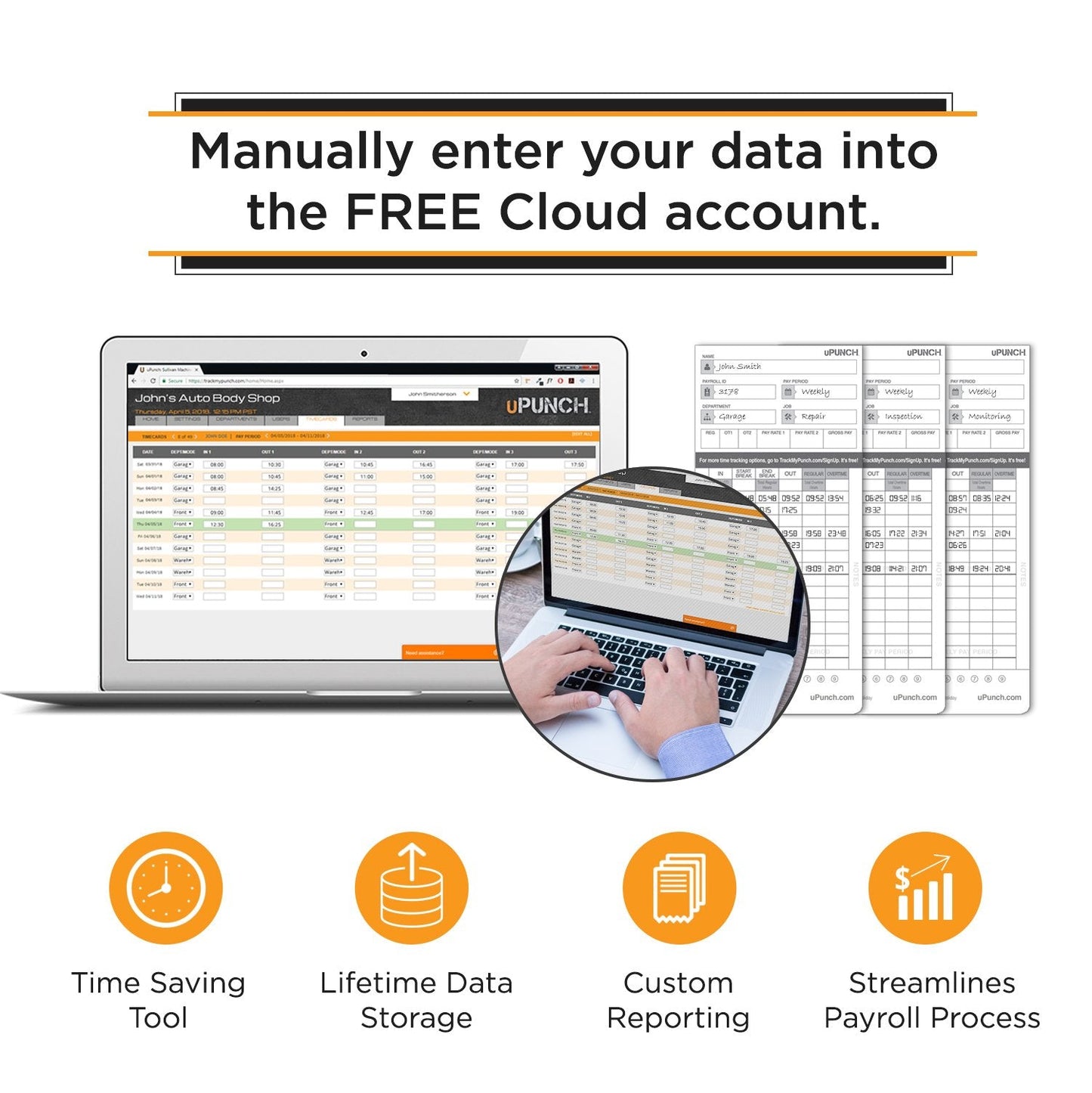 uPunch HN4500 Advanced Calculating Time Clock Bundle for Small Business: Complete Employee Time Tracking System with 200 Time Cards, Racks, Ribbons, and Keys
