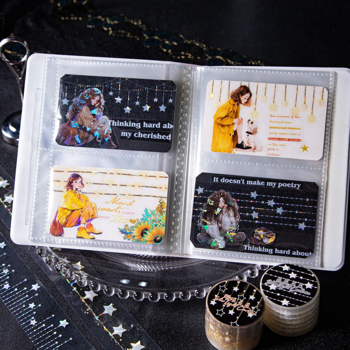 Kesari PET Tape Stickers for Junk Journal Supplies, 6 Rolls Star Themed Scrapbook Stickers for Scrapbooking,Junk Journal,Journaling Supplies, DIY Crafts (Star)