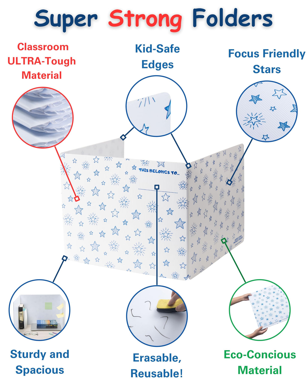 25 Privacy Folders for Students, Erasable Privacy Shields for Student Desks, Testing Dividers for Classroom, Privacy Boards for Student Desks, Dividers for Students, Test Dividers for Student Desks