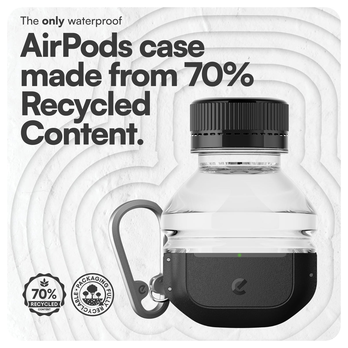 Keybudz for Waterproof AirPods 4 Case with Lock - IP68 Waterproof and Dust Proof, Shockproof Protector, Heavy Duty Rugged Protection, Drop Proof Hard Cover for AirPods 4th Gen (Carbon Black)