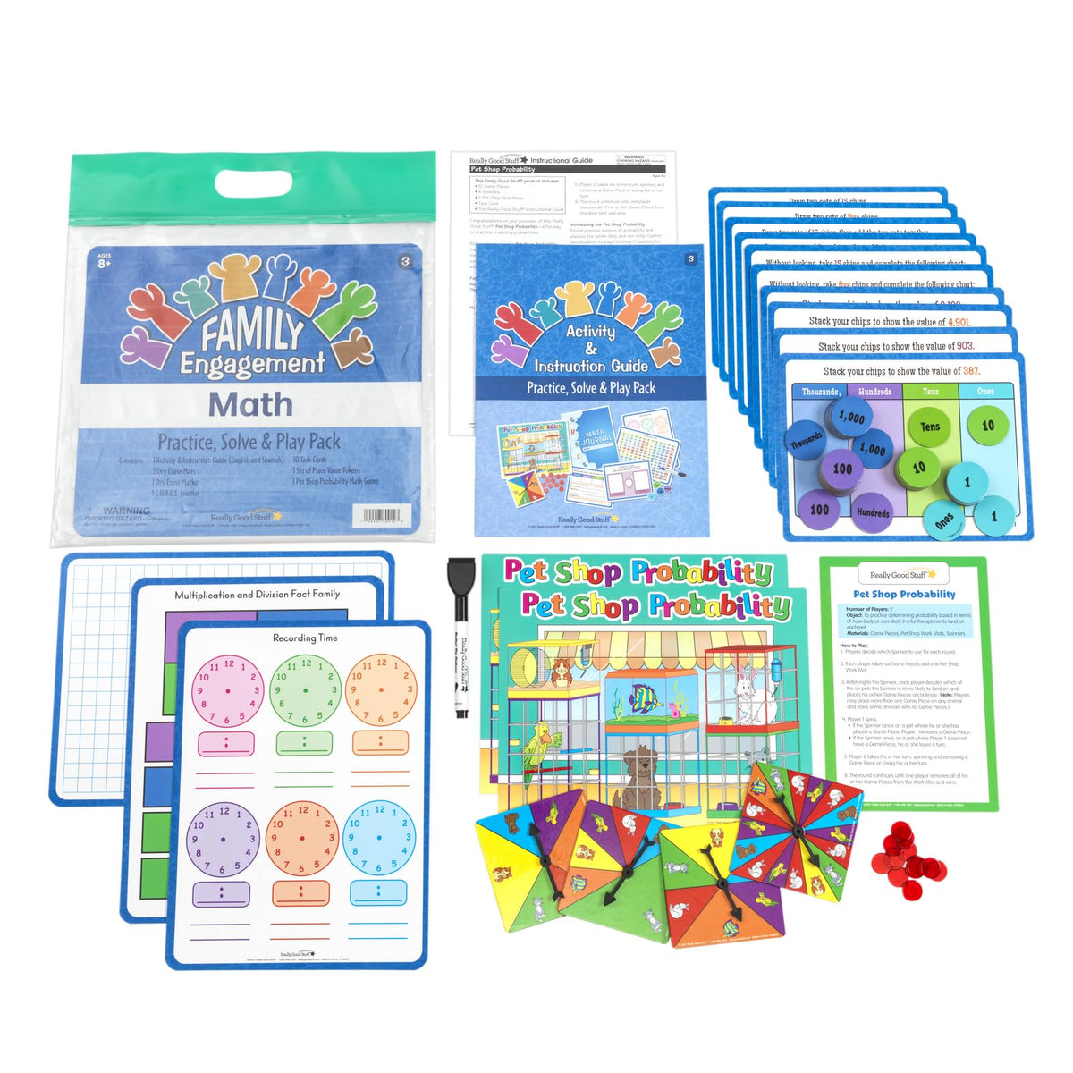 Really Good Stuff Family Engagement Math – Practice, Solve & Play Pack - Third Grade