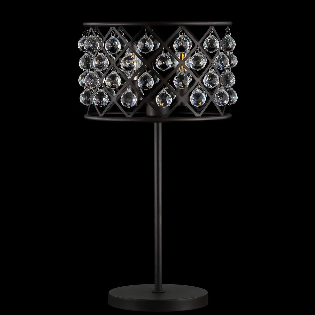 JONATHAN Y 22.5" Oil Rubbed Bronze 2-Light Crystal and Iron Table Lamp, Modern Glam Bedside Nightstand Lamp with Clear Crystal Spheres, UL Listed, LED Bulbs Included JYL9022A