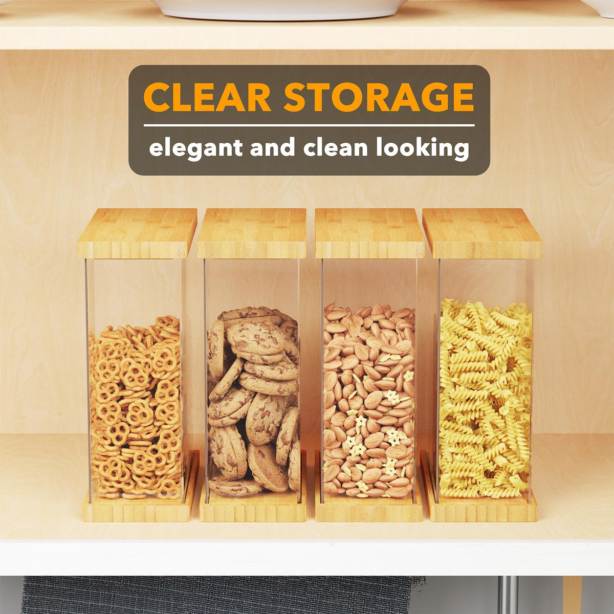 SpaceAid Bamboo Food Storage Container - Airtight Cereal Containers with Lids, Kitchen Cereal Canisters Pantry Organizers and Storage for Rice, Flour, Coffee, Snack, Small 1 Pack