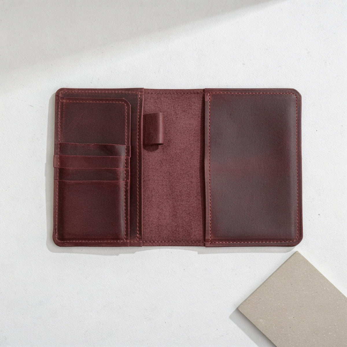 TORAKIP Leather Travel Journal Cover A6 ā Refillable Notebook Cover with Pockets & Pen Holder, Handmade Genuine Leather Case for 4.1" x 5.8" Notebooks (Paper Not Included), Burgundy