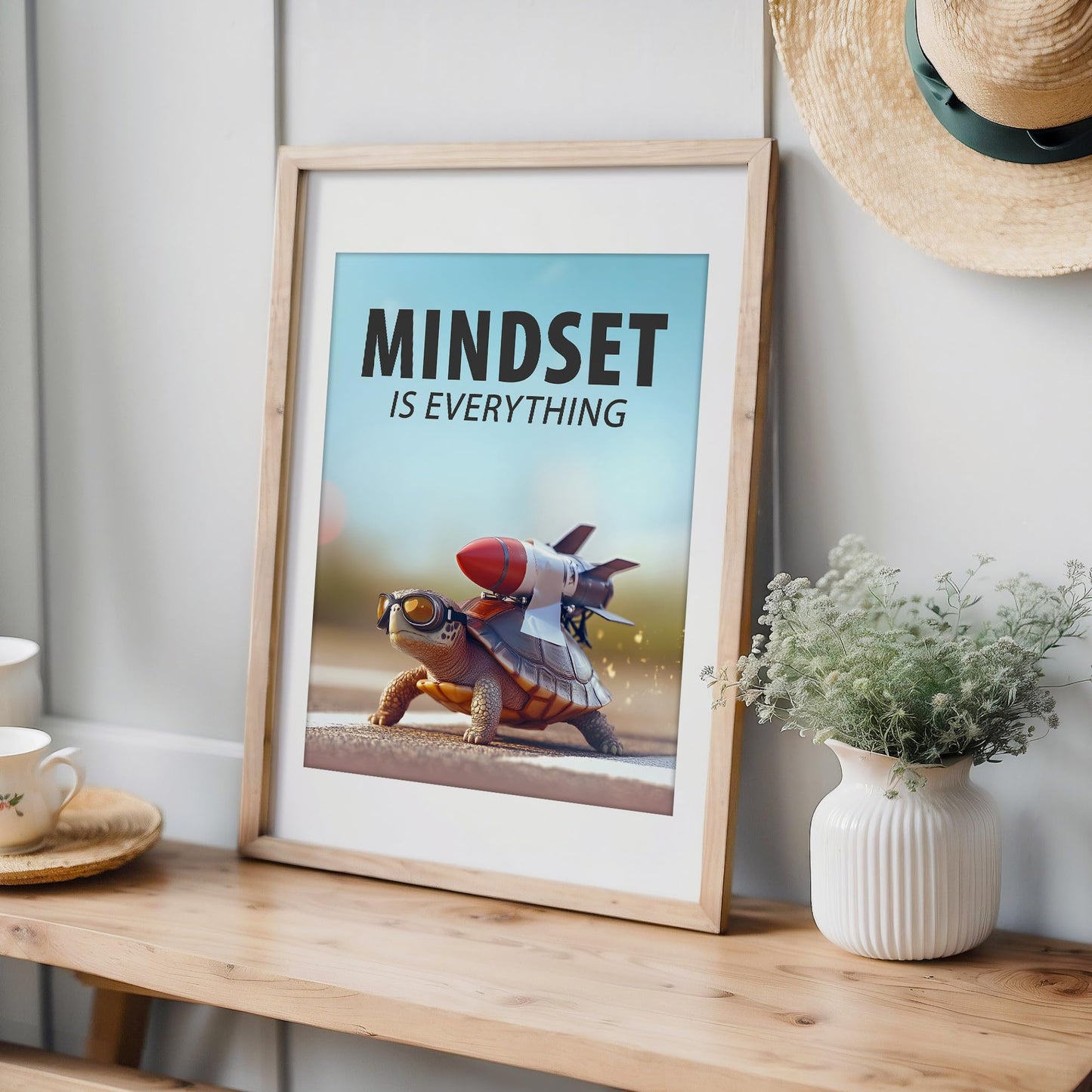 Mindset Is Everything Art Print - 11x14 | Motivational Wall Art for Office Decor | Inspirational Wall Pictures for Girls Room | Aesthetic Room Decor for Bedroom | Living Room Wall Art
