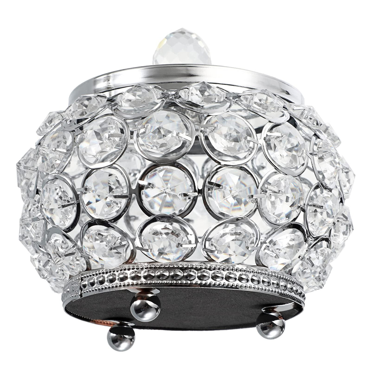Hipiwe Crystal Jewelry Box with Glass Lid Small Trinket Organizer Mirrored Treasure Box Ring Holder Earrings Necklace Storage Box Keepsake Gift Box for Home Dresser Decor, Silver