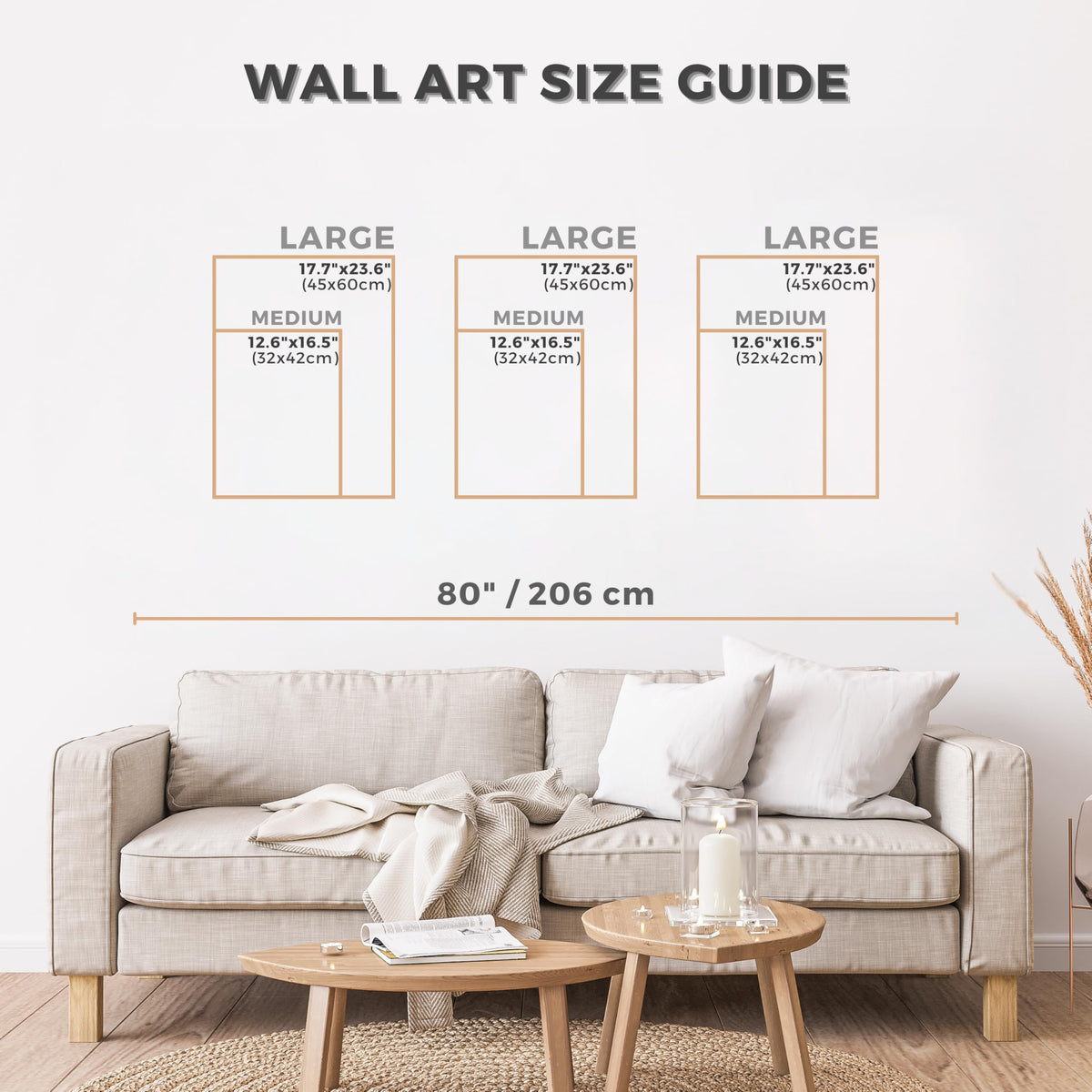 qmmp Modern Wooden Wall Sculptures - Set of 3 - Home Decor Accent - Large Wall Art for Living Room, Bedroom, Office - Easy Installation (Oak, Medium - Mountain and Sun)