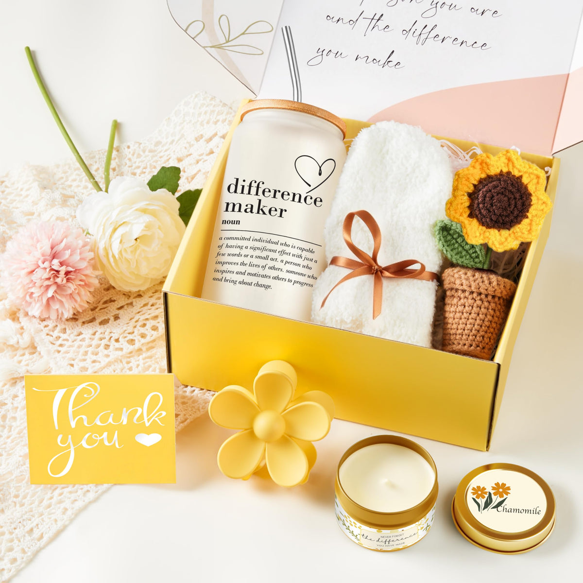 Geelfland Thank You Gifts for Women, Teacher Appreciation Gifts, Thank You Gift Baskets for Women Friends Teachers Coworkers Boss Nurse Mom Employees with Thank You Cards