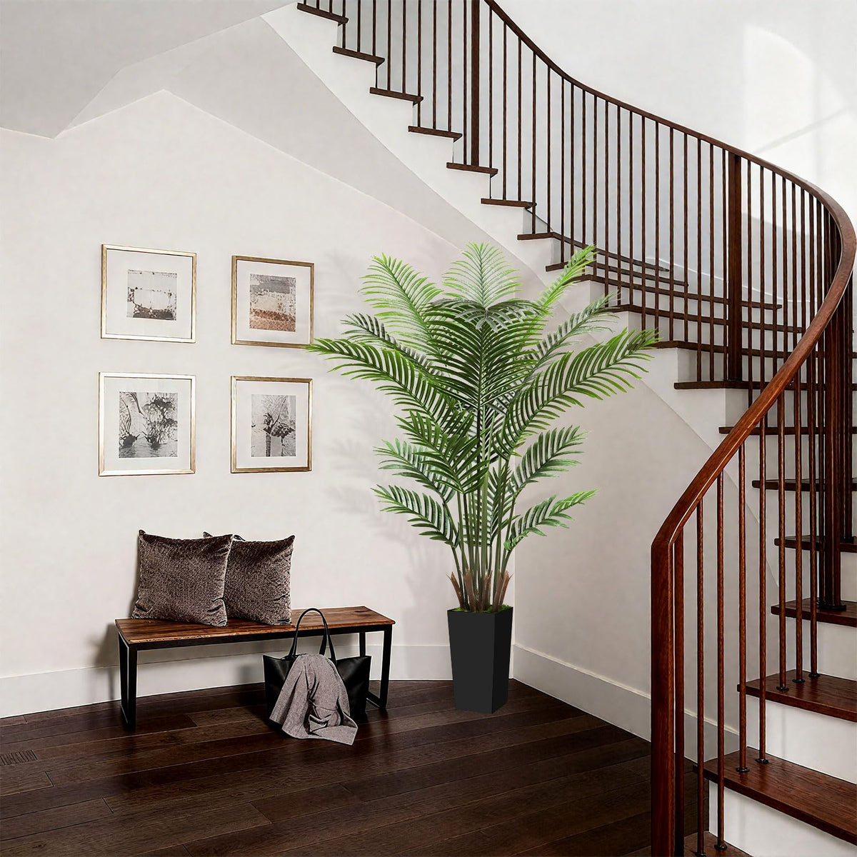6FT Tall Fake Tree Artificial Palm Plant with Black Planter – Faux Indoor Plants Tree Decor for Home Office Living Room Corner