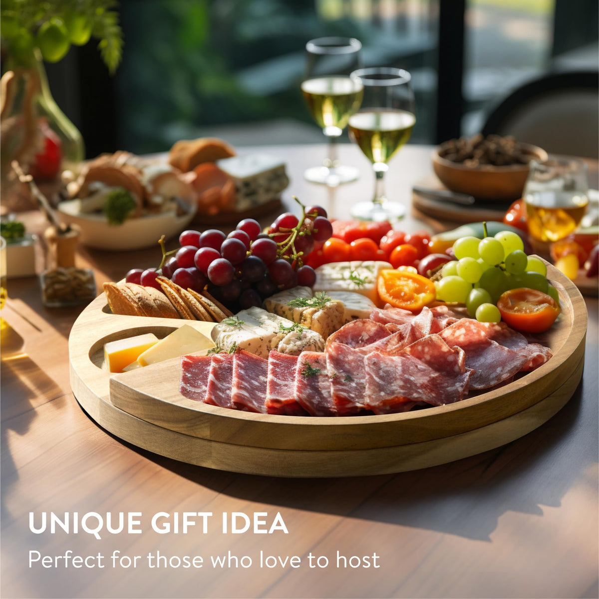 Navaris Cheese Board Gift Set with Knife - Wooden Cheese Board with Knife for Entertaining and Home Use - Charcuterie Board for Cheese and Wine - 12" / 31cm