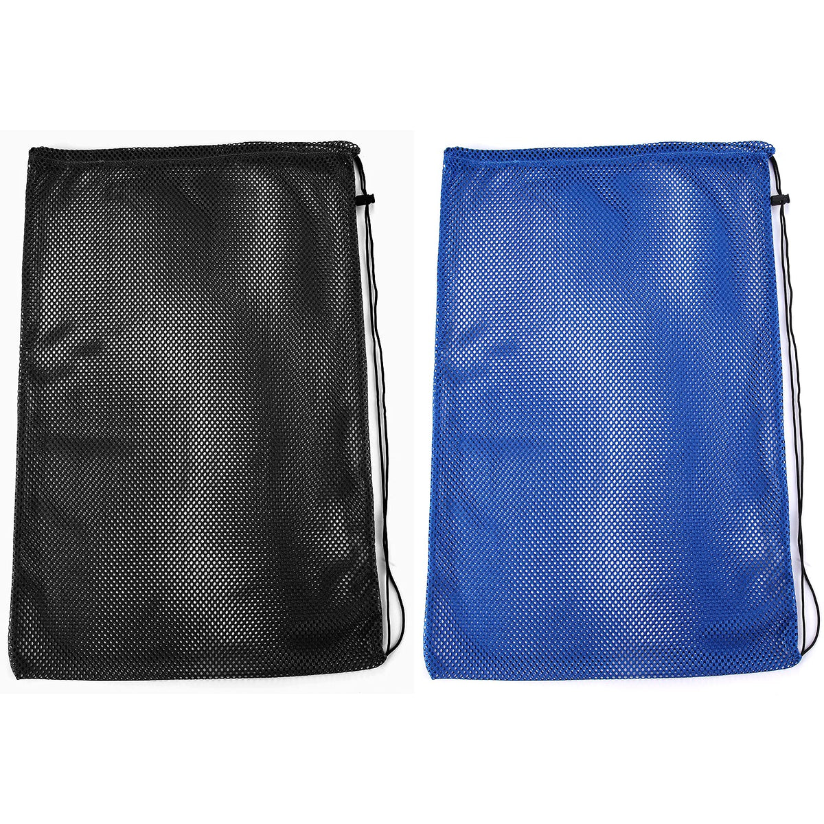 2 Packs Mesh Gear Bag for Snorkel Equipment, Oversized 18" x 27" Mesh Dive Bag Scuba Diving Bag Snorkel Bag Backpack for Snorkeling Gear, Fins, Swimming Gear, Beach and Sports Equipment (Black & Blue)