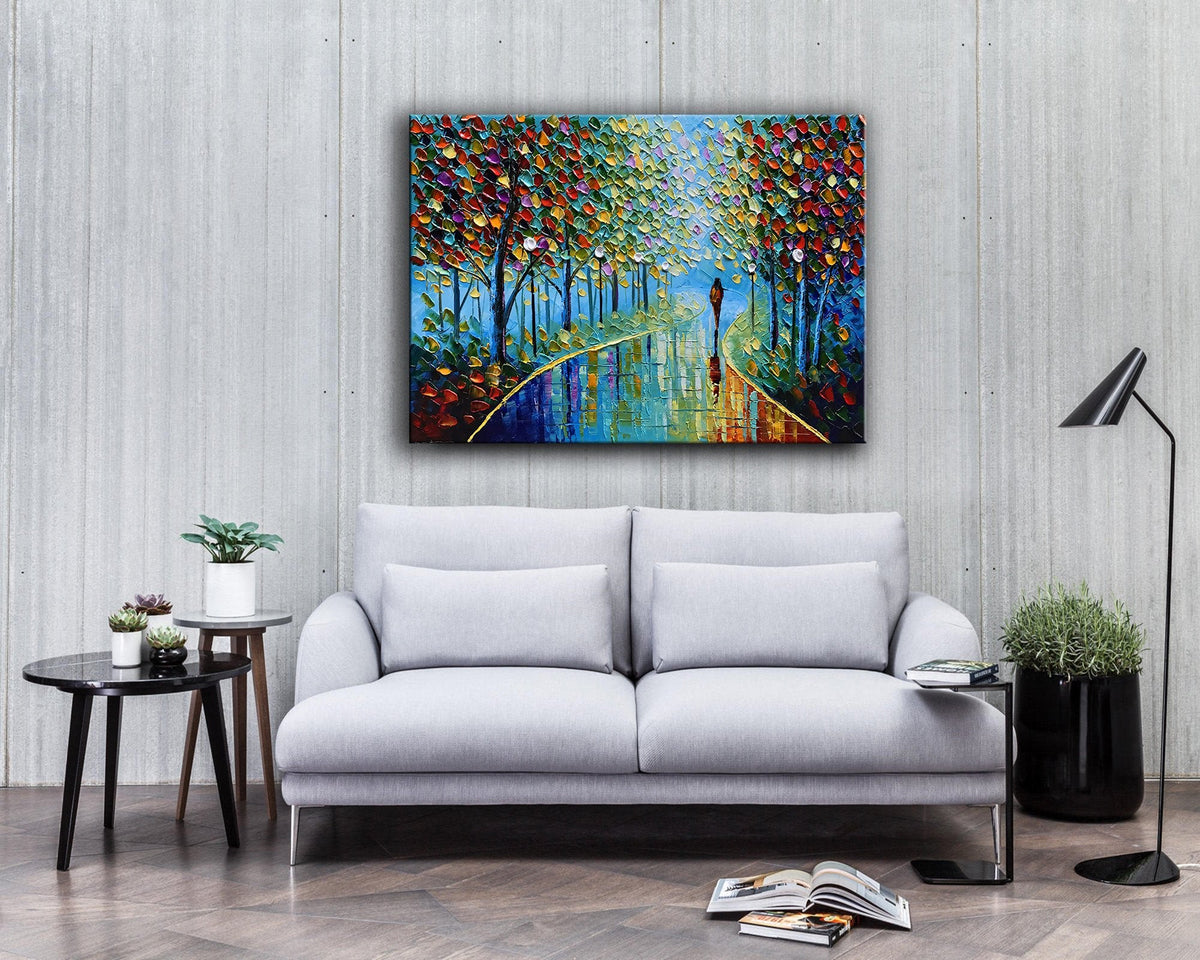YaSheng Art -Landscape Oil Painting On Canvas Textured Tree Abstract Contemporary Art Wall Paintings Handmade painting Home Office Decorations Canvas Wall Art painting 24x36inch