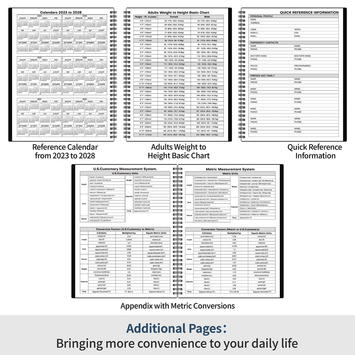 Daily Planner Undated - Spiral Appointment Planners, 208 Pages, 8.8" x 11", Daily Planner with Hourly Schedules, Appointment Book for Man/Women, Inner Pocket, Elastic Closure