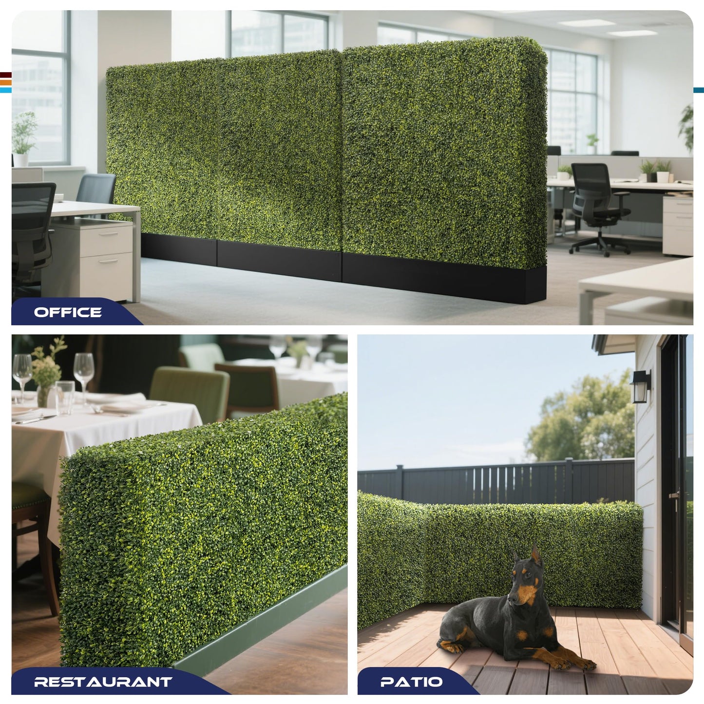 Windscreen4less 18Wx36Hx6D inches Artificial Boxwood Hedge Wall, Greenery Fake Grass Background Partition, Outdoor Privacy Wall for Terrace, Balcony, Restaurant, Garden, Party Decoration