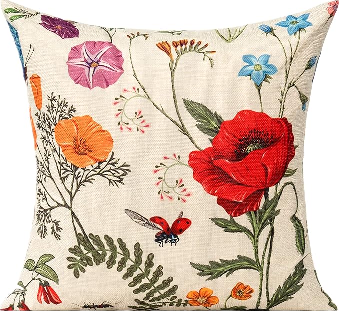 All Smiles Outdoor Patio Throw Pillow Covers 20x20 Set of 4 Spring Summer