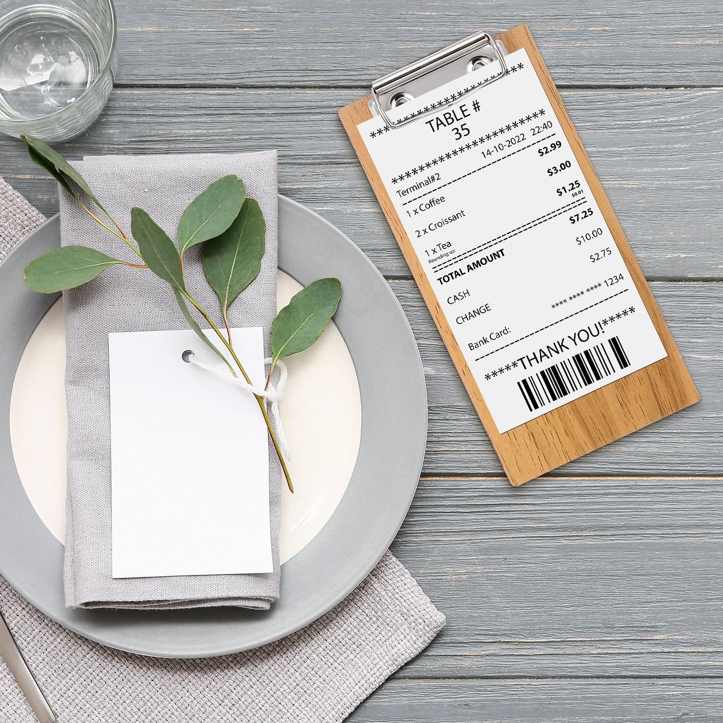 PATIKIL Check Presenters for Restaurants, 30Pcs Mini Clipboard Wood Check Holder Half Page Menu Holder for Restaurant Cafe Waitress Guest Check Server, Brown