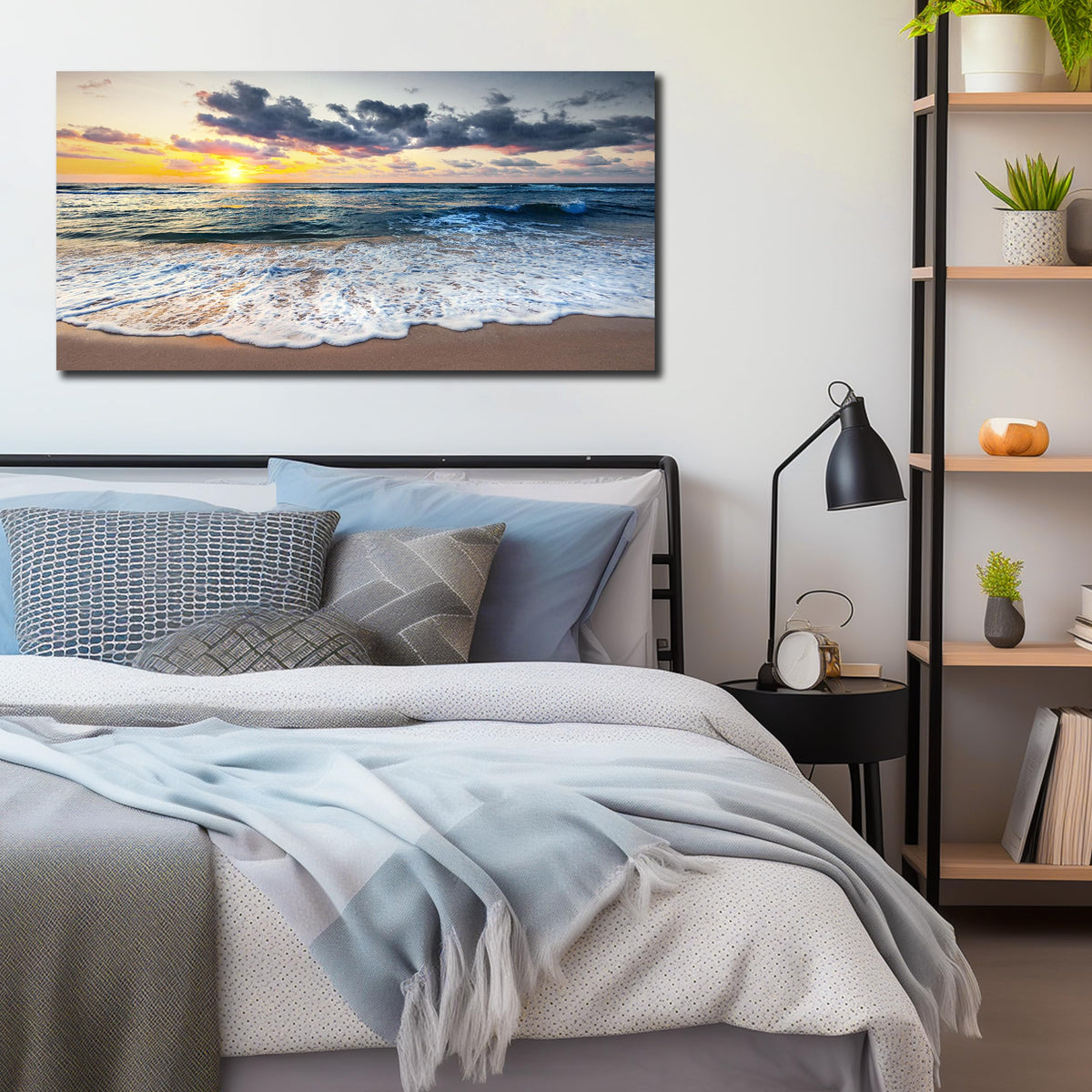 MDHKVPM Beach Prints Wall Decor for Bedroom Sunset Pictures for Living Room Ocean Canvas Wall Art for Office Ready to Hang 24 x 48 Inch