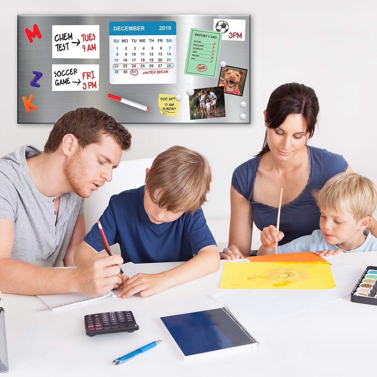 Essentially Yours Magnet and Message Board | Large Mountable 30 x 14 x 0.7 Inch Steel Bulletin Board (Silver)