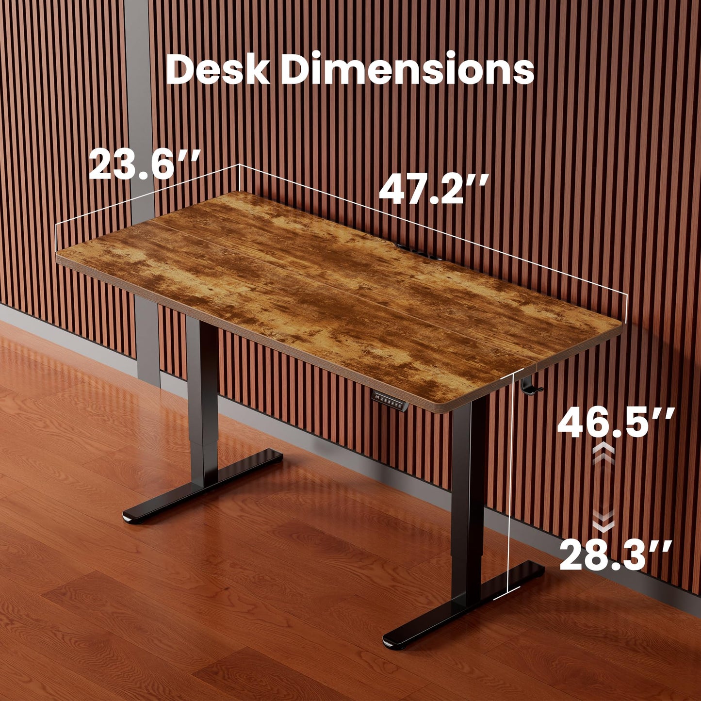 ErGear Height Adjustable Electric Standing Desk, 48 x 24 Inches Sit Stand up Desk, Memory Computer Home Office Desk, Vintage Brown
