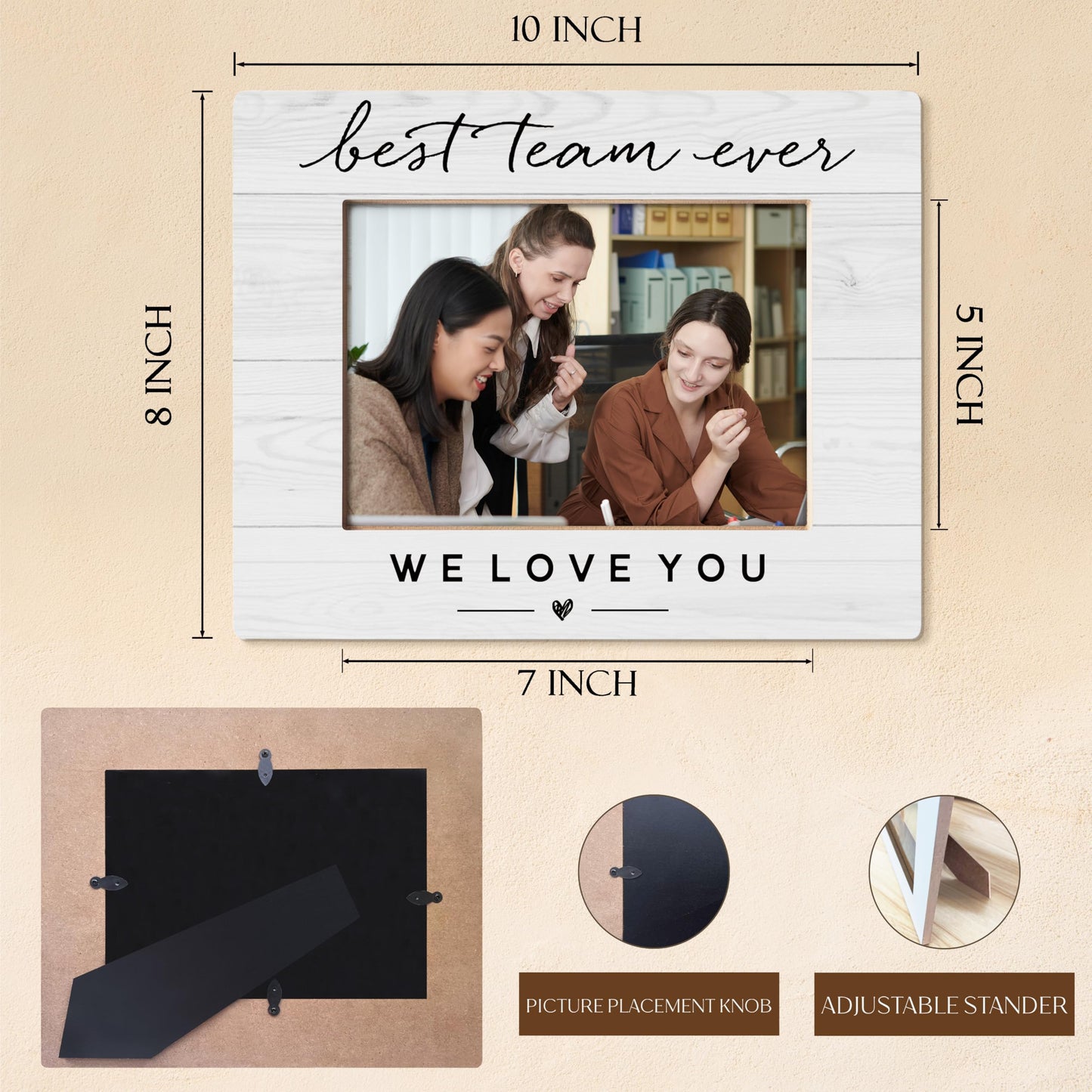 HUKINE Best Team Ever Gift Frame 5x7, Best Team Gifts for Coworkers Employees, Teams Appreciation Gifts Picture Photo Frames for Tabletop Desk Decor