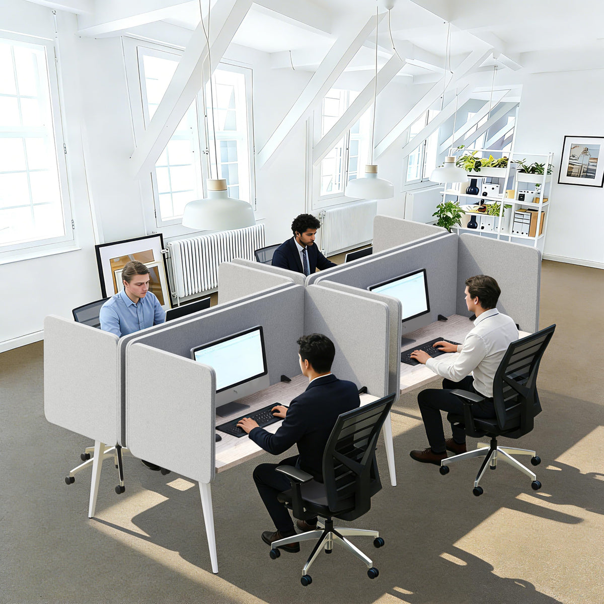 KERRAM Desk Privacy Panel 24 x 60 Inch, Sound Absorbing & Proof Desk Divider for Office, Clamp-on/Screw-on Acoustic Desk Back Panel Partition, Gray