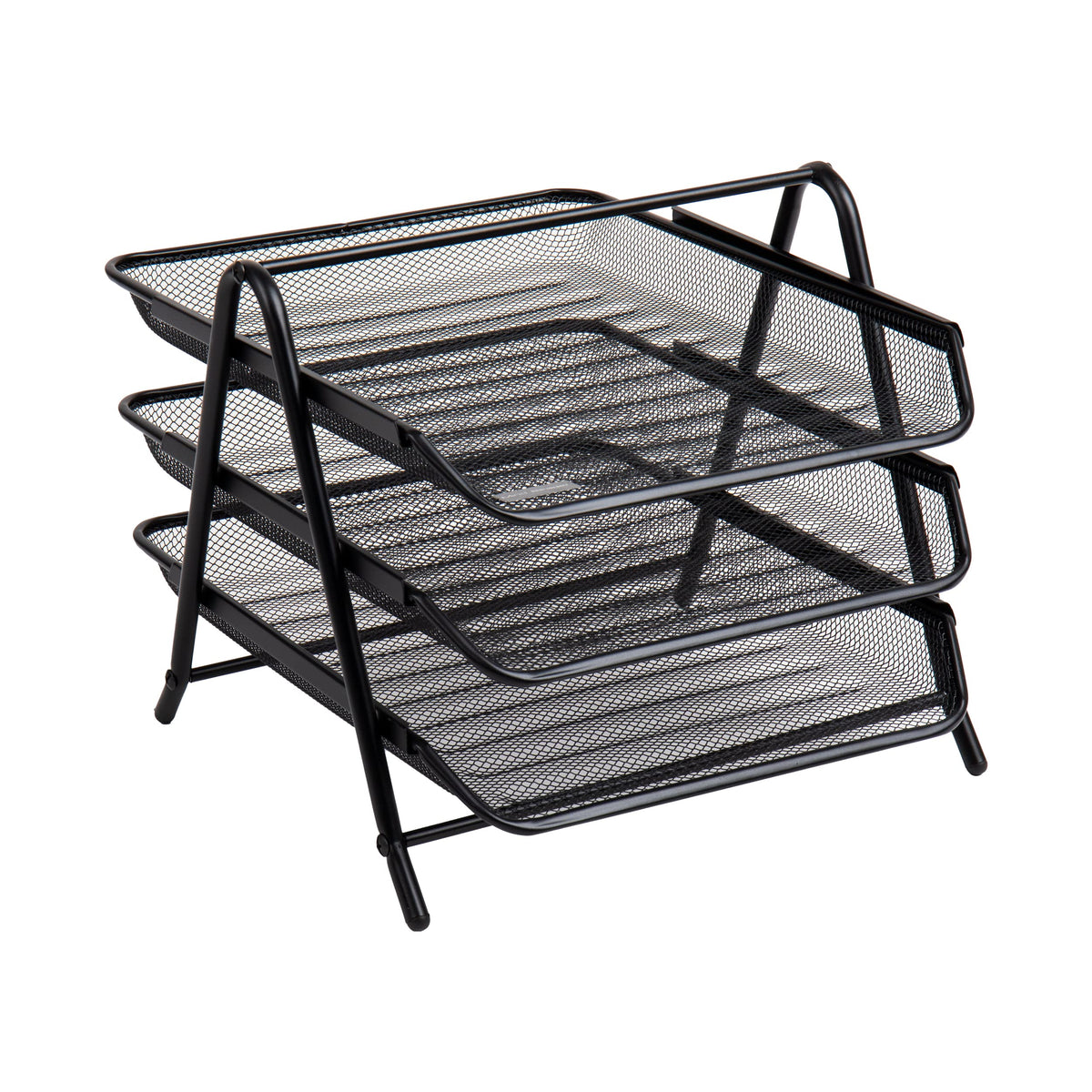 Mind Reader 3-Tier Paper Tray, Desktop Organizer, File Storage, Workspace, Office, Metal Mesh, 11.75"L x 13.75"W x 10"H, Black