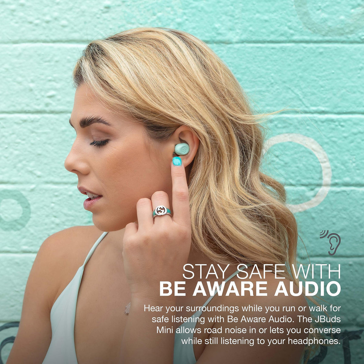 JLab JBuds Mini True Wireless Bluetooth Earbuds + Charging Case, Mint, IP55 Sweat and Dust Proof, Bluetooth Multipoint, Be Aware Audio, 3 EQ Sound Settings, Crystal Clear Calls