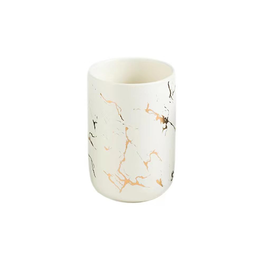 RabyLeo Ceramic Toothbrush Holder, Nordic Toothbrush Cup, Simple Stone Mug. (White)