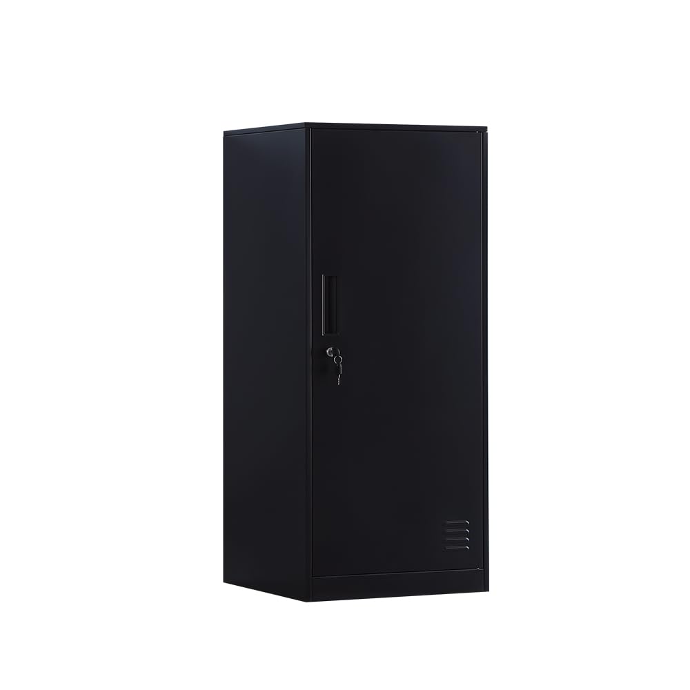 DAYTOYS 1 Door Metal Vertical Storage Locker for Kids Bedroom, Children Room, School, Office, Home,Stackable Steel Storage Cabinet for Toys, Sports Equipment,Anti-Tilting Device.(Black, 1D)
