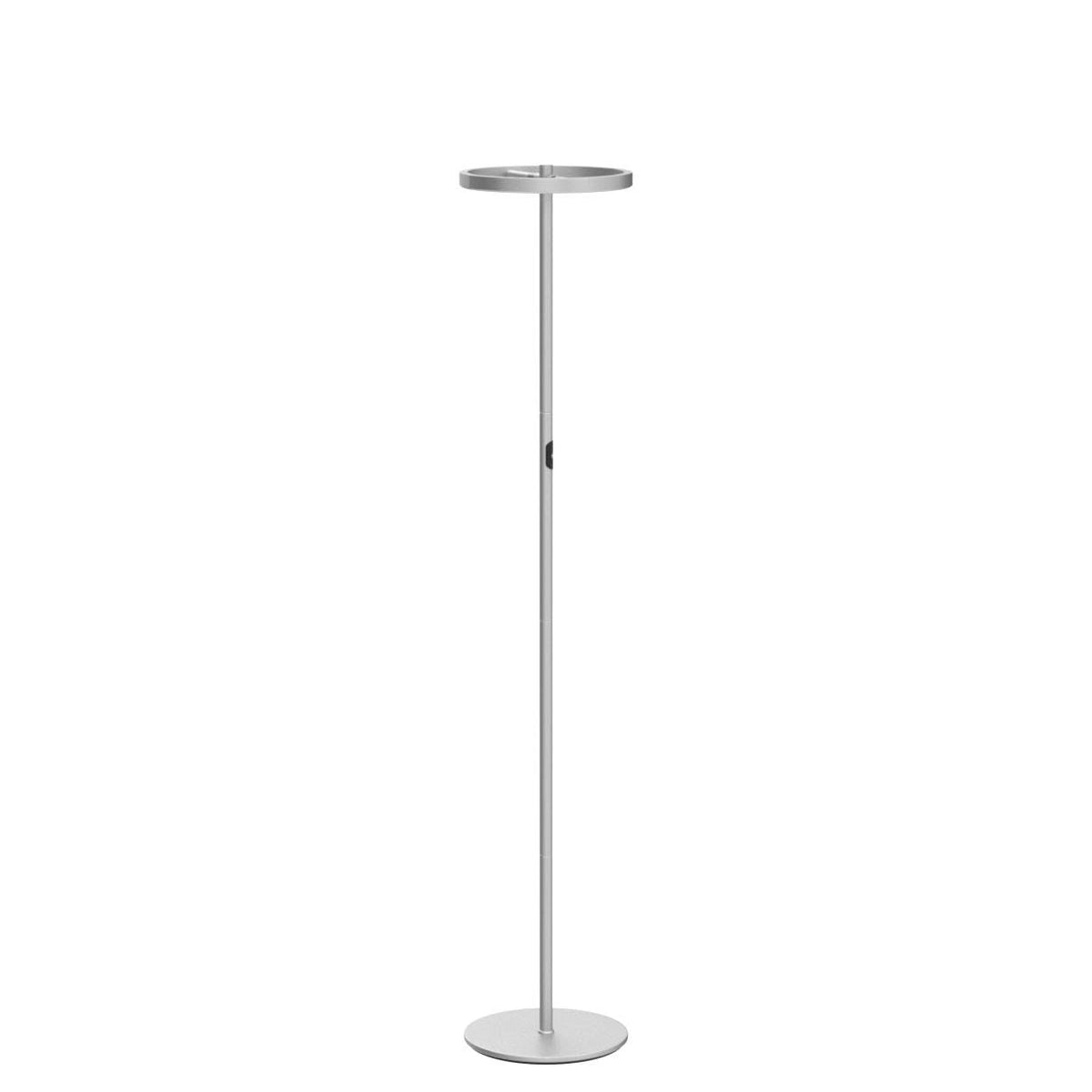 Brightech Halo Split Floor Lamp, Modern Bright LED Torchiere Floor Lamp for Offices - Dimmable, Tall Standing Lamp for Living Room or Bedroom - Adjustable Light w/Rotating Angles - Platinum Silver