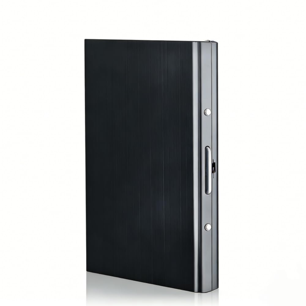 Sungbesi Slim Stainless Steel Metal Card Box Wallet - RFID Blocking Credit Card Holder & ID Protector for Women & Men, Holds Credit/Debit/Business/ID Cards(Black metal wallet 10 grid)