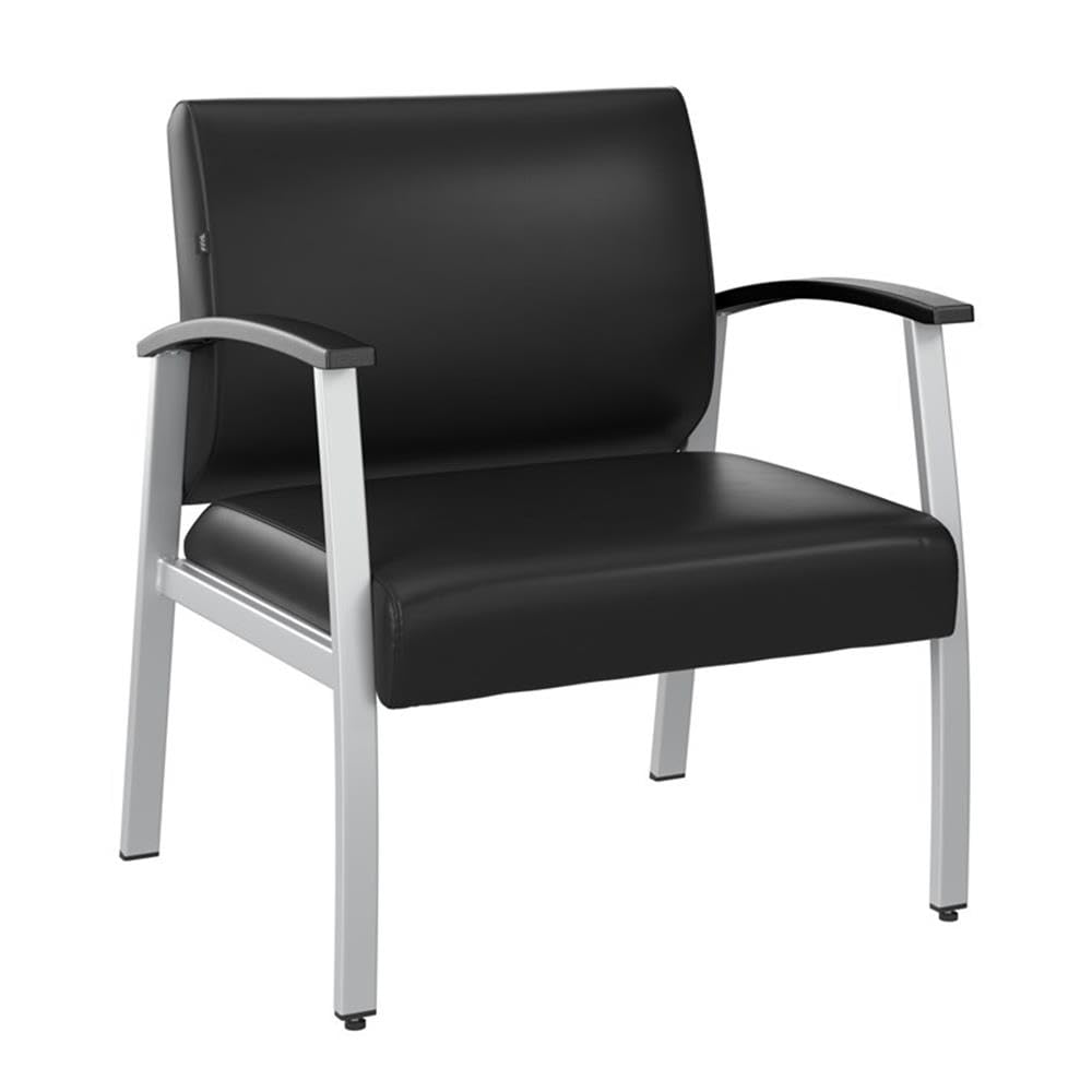 Bush Business Furniture Arrive Bariatric Waiting Room Guest Chair with Arms in Black Vinyl, Reception Area Seating for Office and Lobby