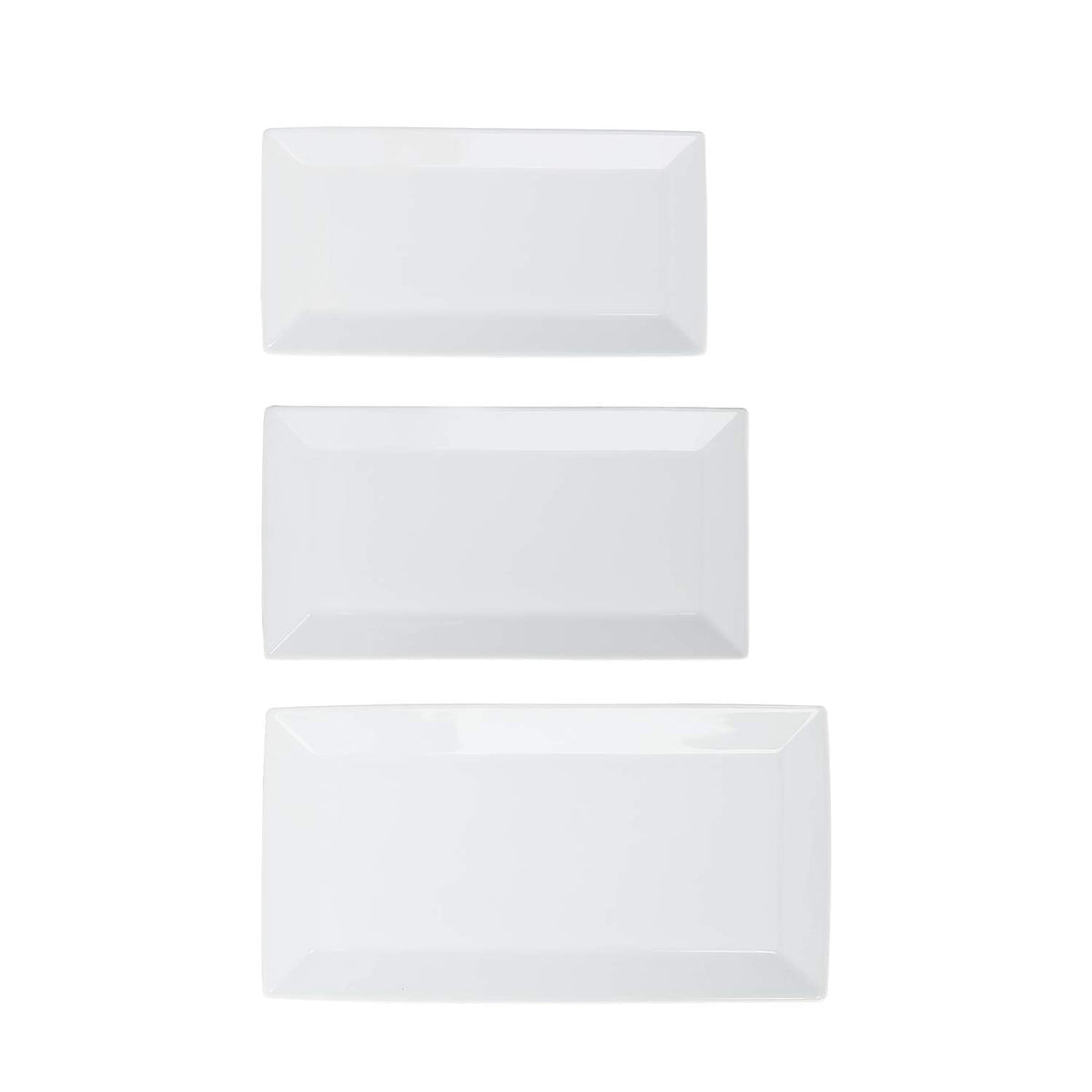 Amazon Basics 3-Piece Porcelain Serving Platters, Oven Safe, for Entertaining, Appetizer, Dinner, Dessert, 12.75 inch, 11 inch, 10 inch, White