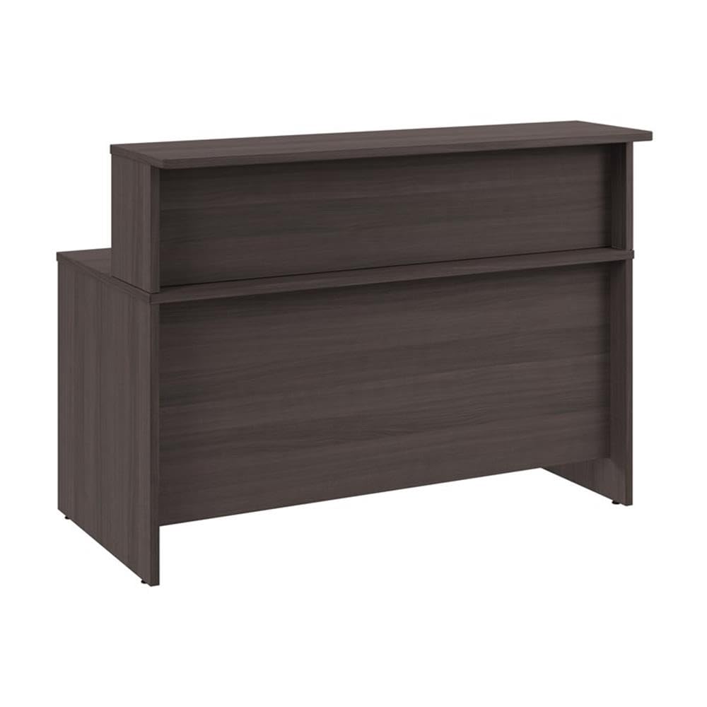 Bush Business Furniture Arrive 60W x 30D Reception Desk with Shelf in Storm Gray, Modern Receptionist Station for Office Waiting Room