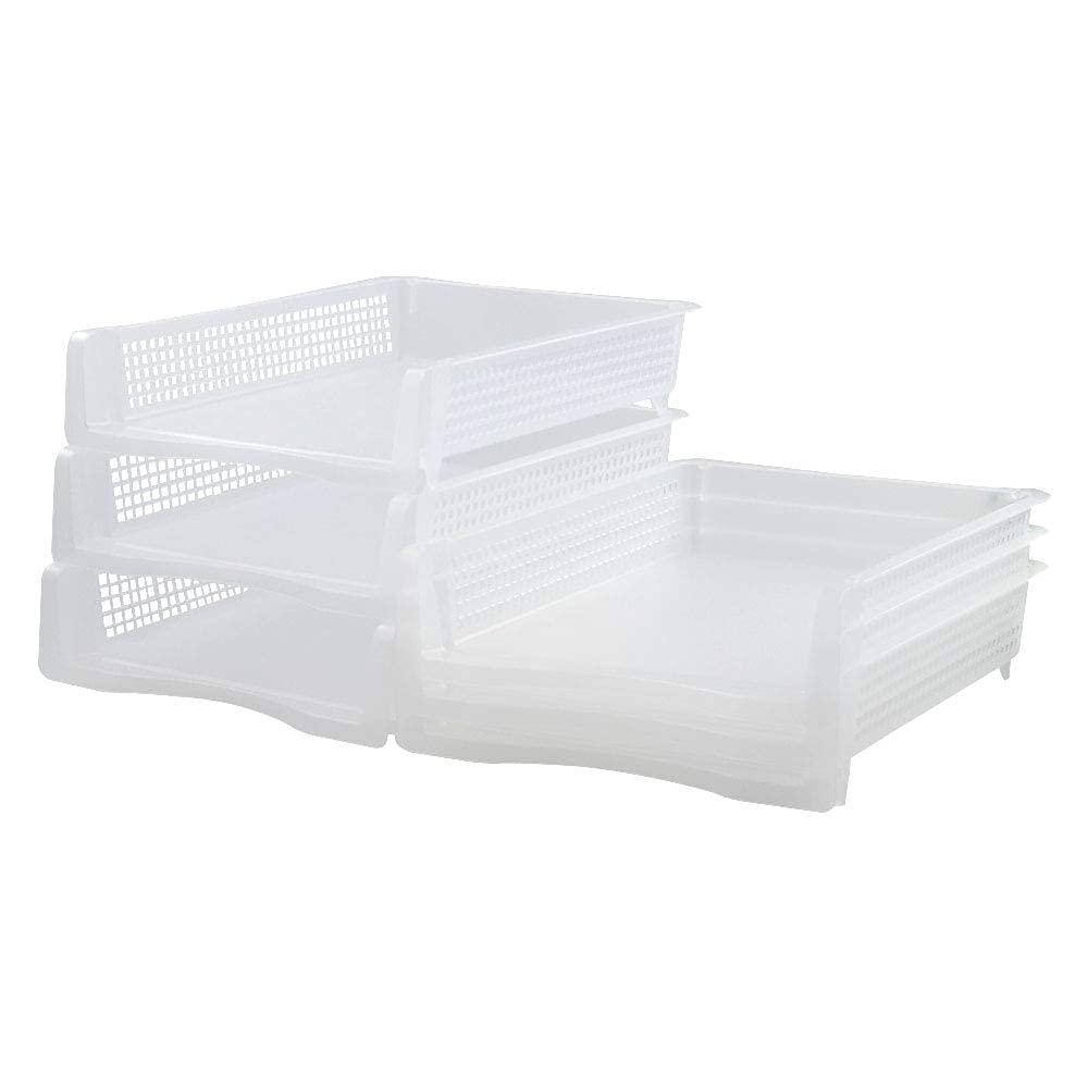 Nesmilers 6 Packs Stackable A4 Paper Tray, Clear, Plastic Desk Letter Tray