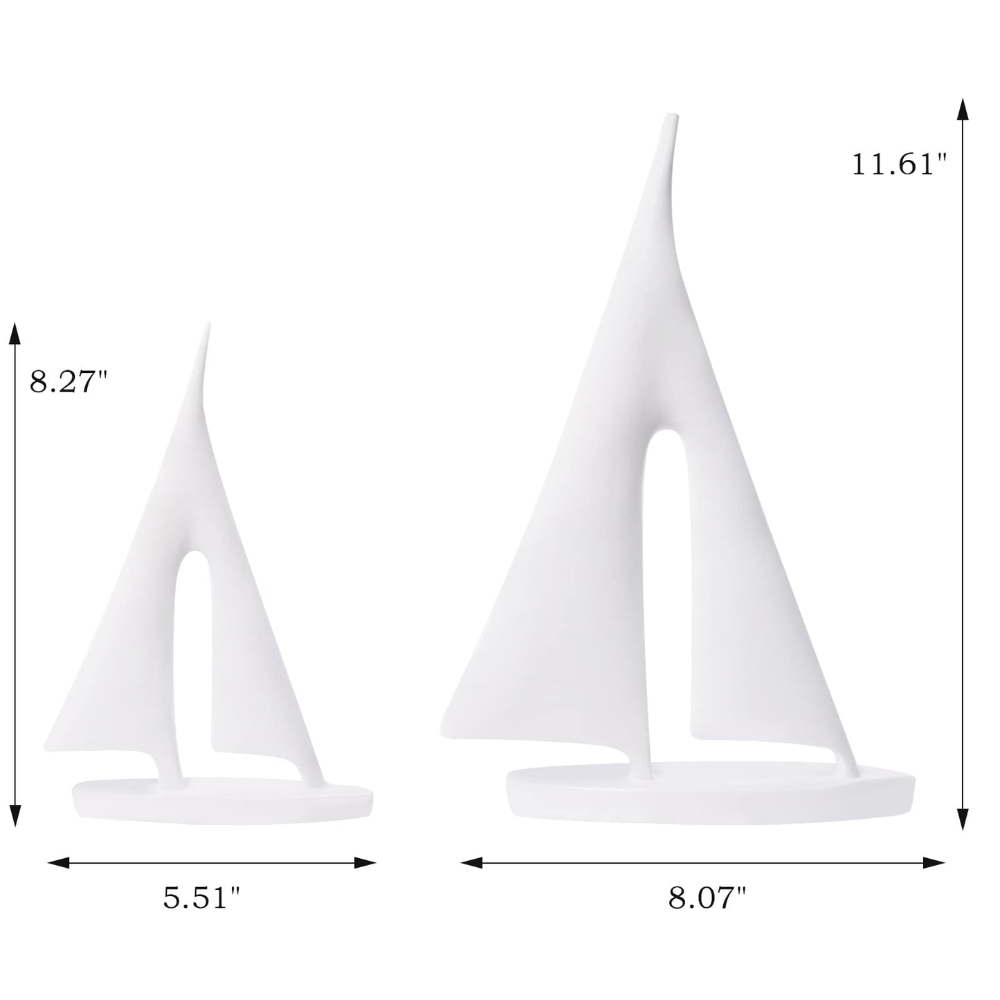 Saysmile Modern Sculptures Home Decor, Sailboat Decor Ornament, Boat Decorations Statue Decor, Art Sculptures and Statues, Sailboat Gifts Home Office Bathroom Shelf Decor (White-2 Pack)