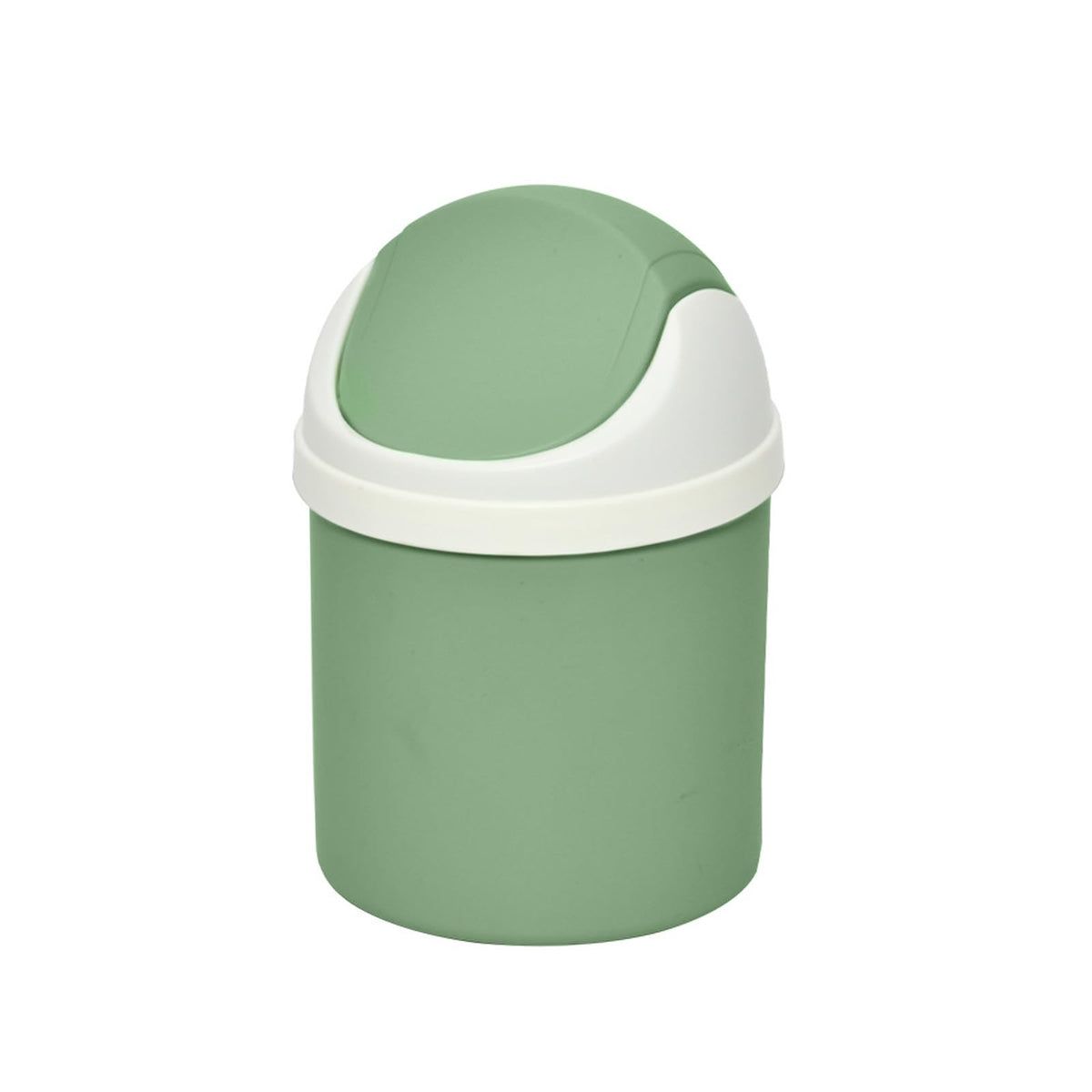 Desktop Mini Waste Can with Swing Lid, Stylish Lace Polka Dot Table Trash Bin Table Waste Paper Basket Round Small Trash Can for Office Bathroom Children Bedroom, Green