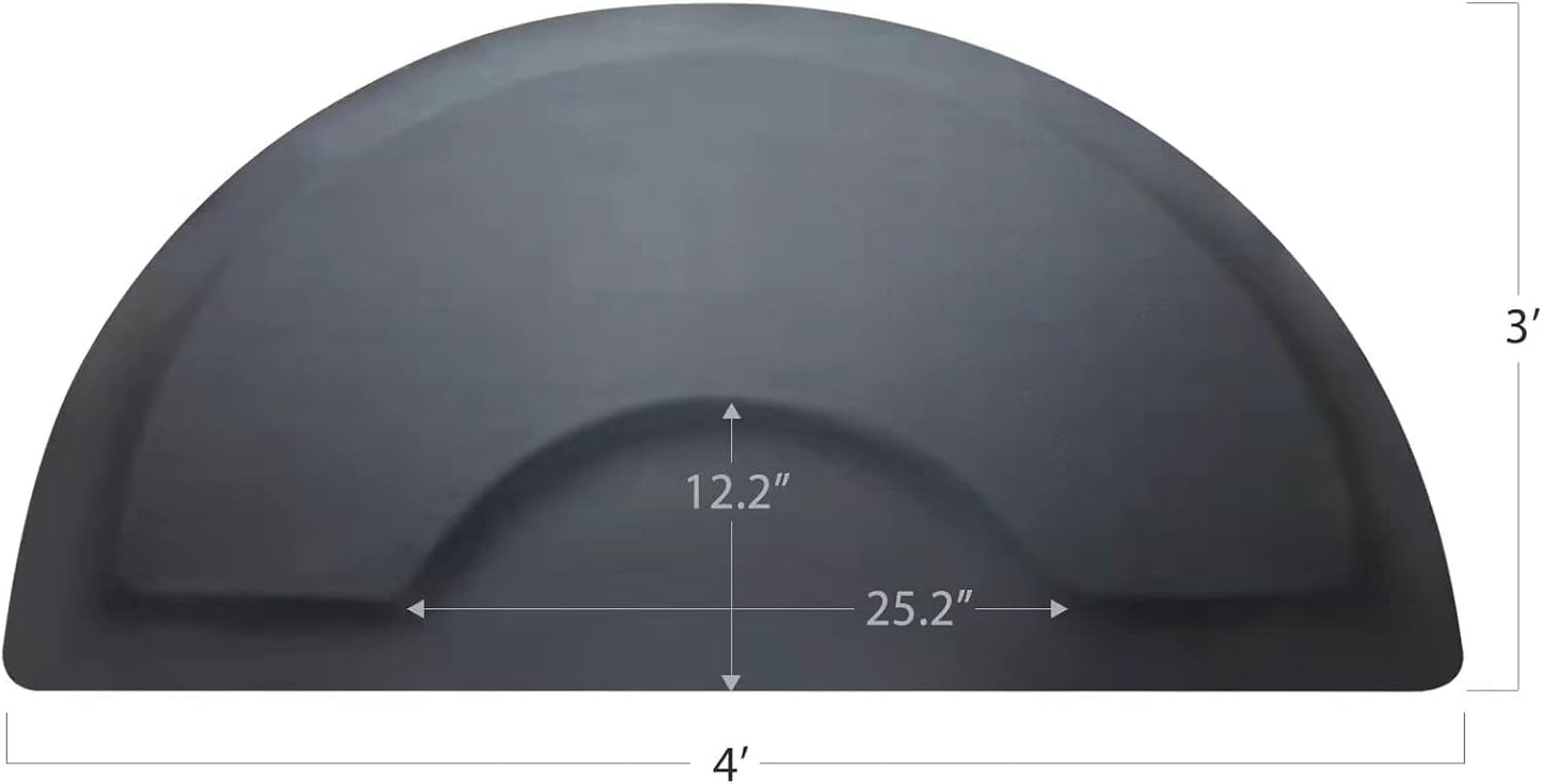 Salon Mat 3′x4′ Barber Shop Chair Mat Anti-Fatigue Salon Floor Mat - Black Semi Circle Salon mats for Hair Stylist - 1/2" Thick Comfort Salon Standing Mat