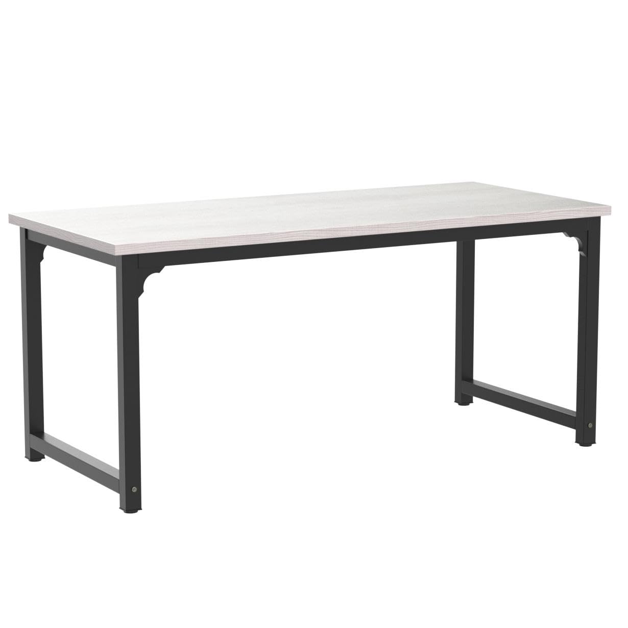 NSdirect 63" Large Computer Desk,Modern Simple Style PC Table Office Desk Wide Workstation for Study Writing,Gaming and Home Office,Extra 1" Thicker Wooden Tabletop and Black Metal Frame,White+Black