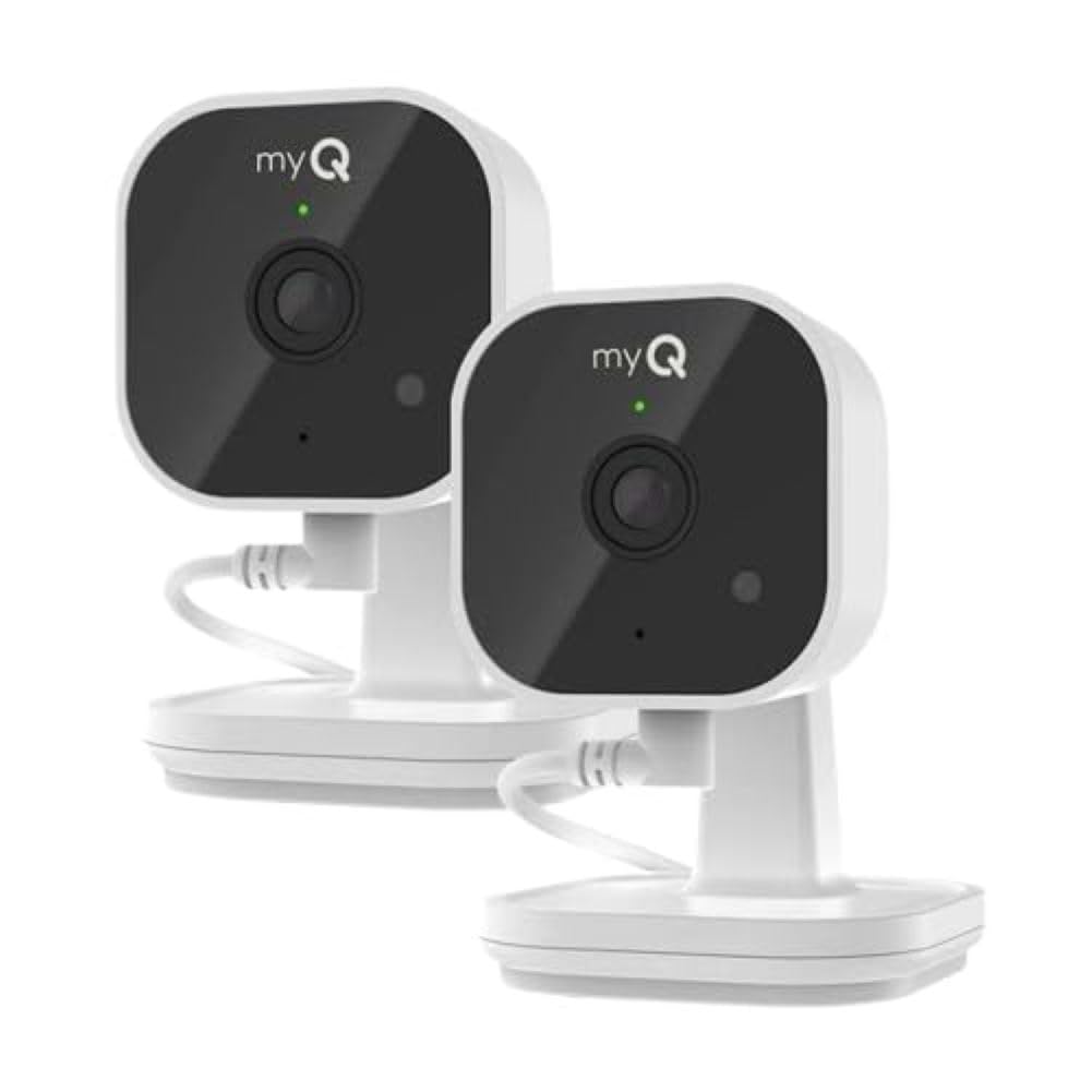 myQ Indoor Plug-in Security Camera Gen 2 – 2K Smart Wi-Fi Camera with Night Vision, Baby and Pet Monitor, Motion Detection and Alerts, 2-Way Audio & App Control, 2 Pack