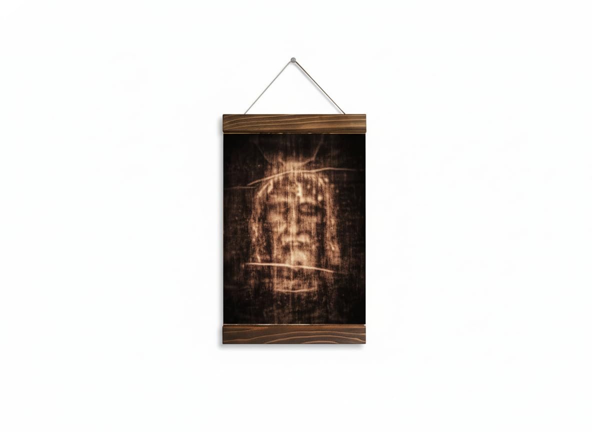 Shroud of Turin Holy Linen Wood Framed Canvas Print 8.7 x 11.8 Inches