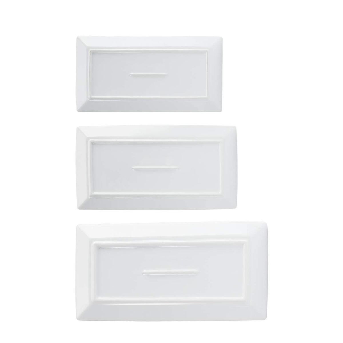 Amazon Basics 3-Piece Porcelain Serving Platters, Oven Safe, for Entertaining, Appetizer, Dinner, Dessert, 12.75 inch, 11 inch, 10 inch, White