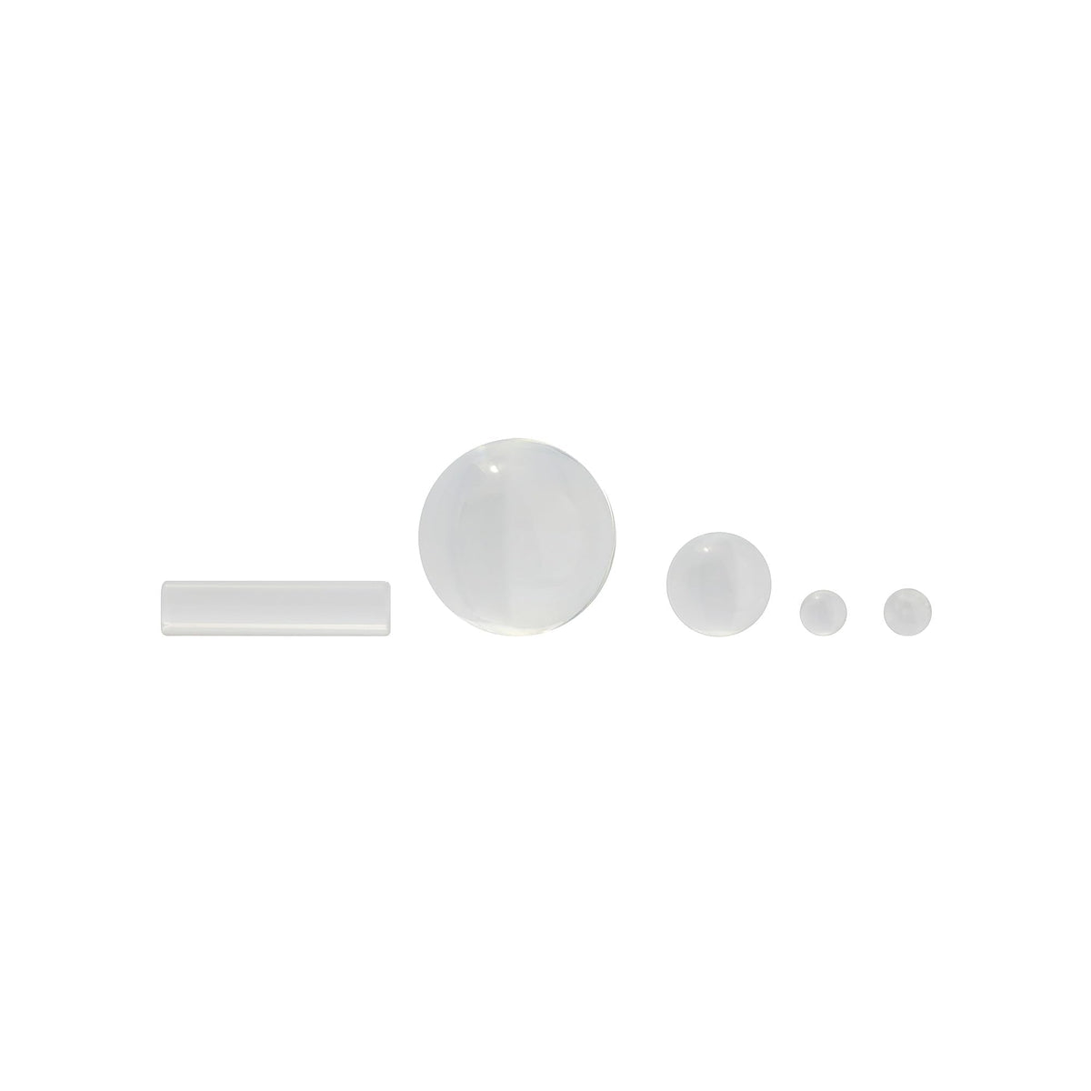 Terporium Quartz Sphere Marble and Pillar Set (Pack of 5) | Single 22mm, Single 12mm, Two 6mm OD Marbles, and a 25mm x 5mm Pillar | 100% Quartz