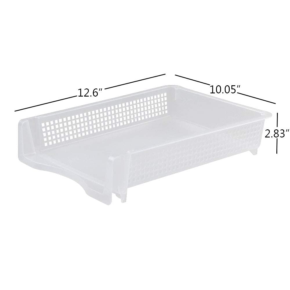 Nesmilers 6 Packs Stackable A4 Paper Tray, Clear, Plastic Desk Letter Tray