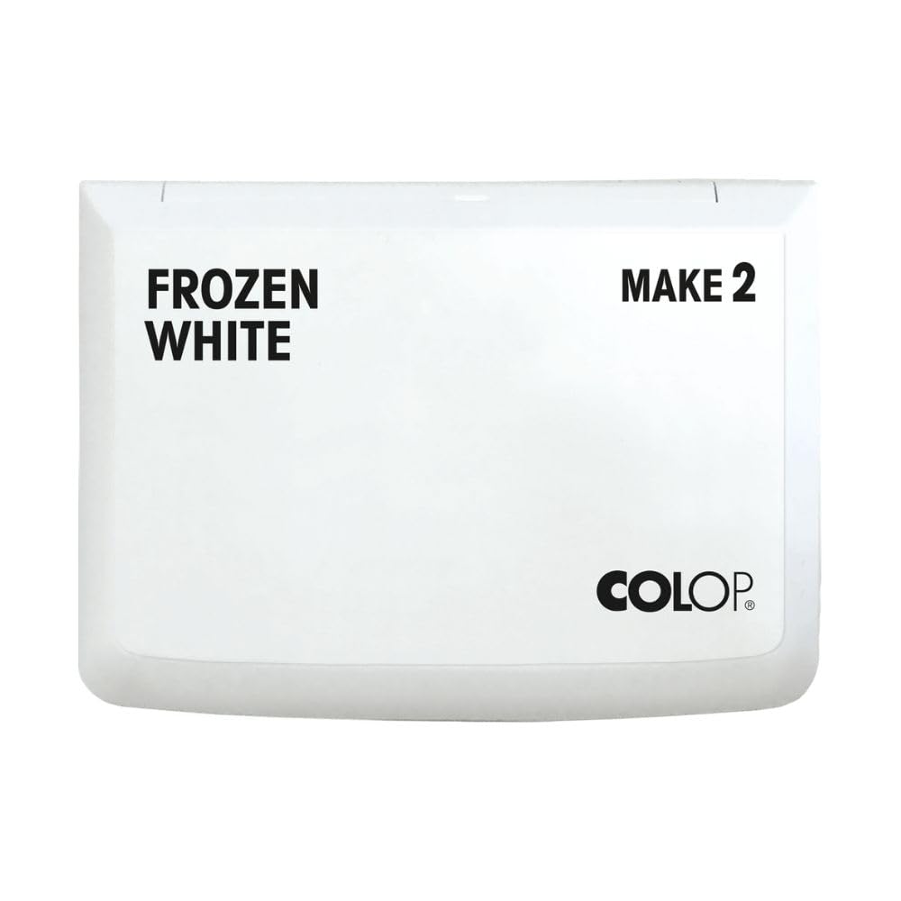 COLOP Make 2 Series Premium Ink Stamp Pad – Medium 2.75" x 4.25" Water-Based & Acid-Free Non-Toxic Ink for Rubber Stamps, Crafting, and Scrapbooking – Frozen White