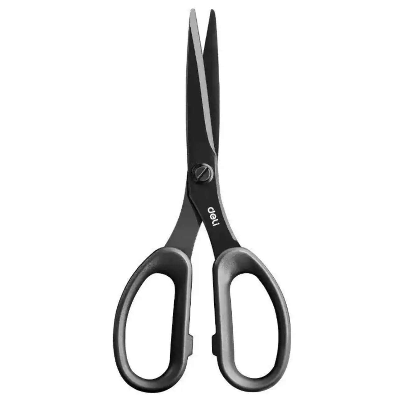 Deli Non-Stick Scissors, 8 Inch Stainless Steel Blades with Soft Grip Handles, Black/White Office Scissors for Paper, Fabric, Craft, Home & School Use (1 Pack)