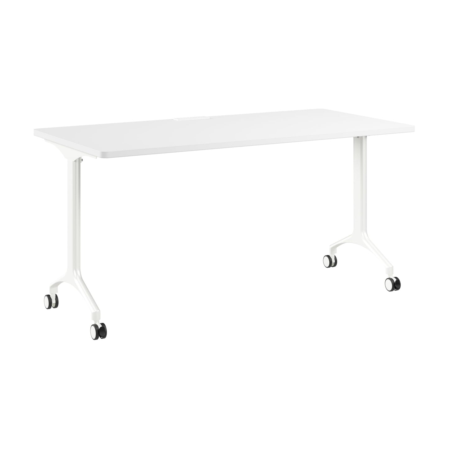 Bush Business Furniture 60-inch Rolling Rectangle Conference Room Table, Modular Training Table with Wheels for Meetings and Classrooms, Commercial Office Furniture, Synergy Collection, White