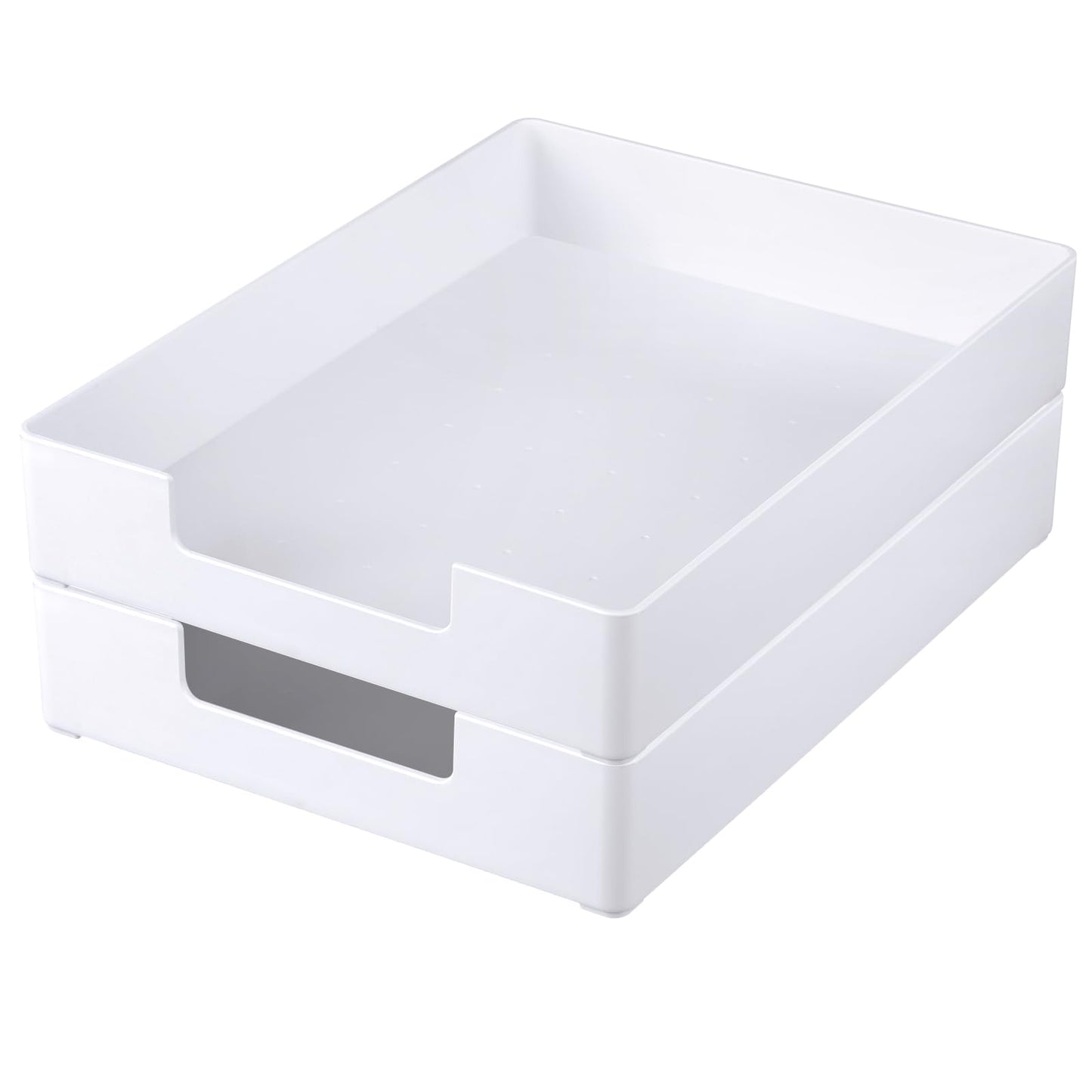 Cinnvoice 2 Pcs Letter-Size Desk Tray, Stackable Plastic Paper Holder, A4 Paper Tray Organizer for Office, School, Home Storage, Multi-use File & Document Organizer(White)