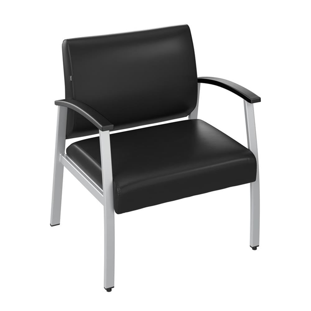 Bush Business Furniture Arrive Bariatric Waiting Room Guest Chair with Arms in Black Vinyl, Reception Area Seating for Office and Lobby